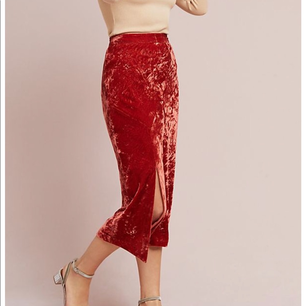 Anthropologie Maeve velvet midi skirt 6